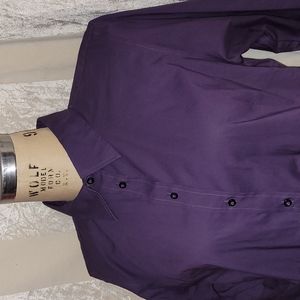 Purple/Eggplant Fitted Button Up Blouse 3/4 Sleeve with Spandex